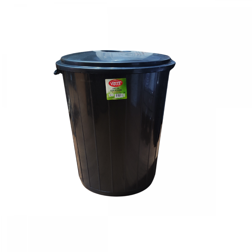 TACHO BASURA C/TAPA 50 LTS NEGRO