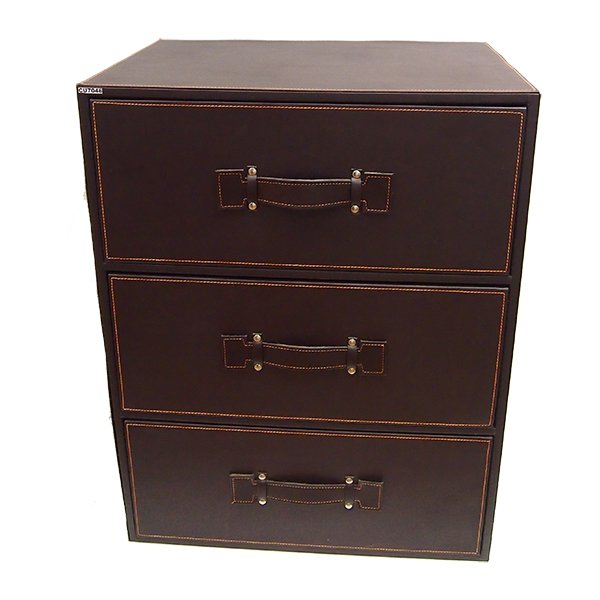 COMODA 3 CAJONES CUERO  - 50 x 35 x 66 CMS.