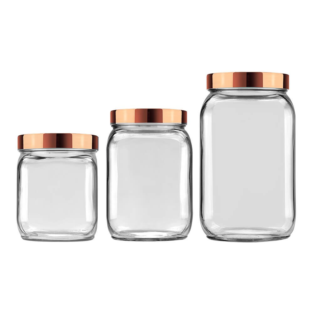 SET FRASCOS TAPA COLOR COBRE METALIZADO  - 0,75 LT- 1,3 LT.-  2 LT.