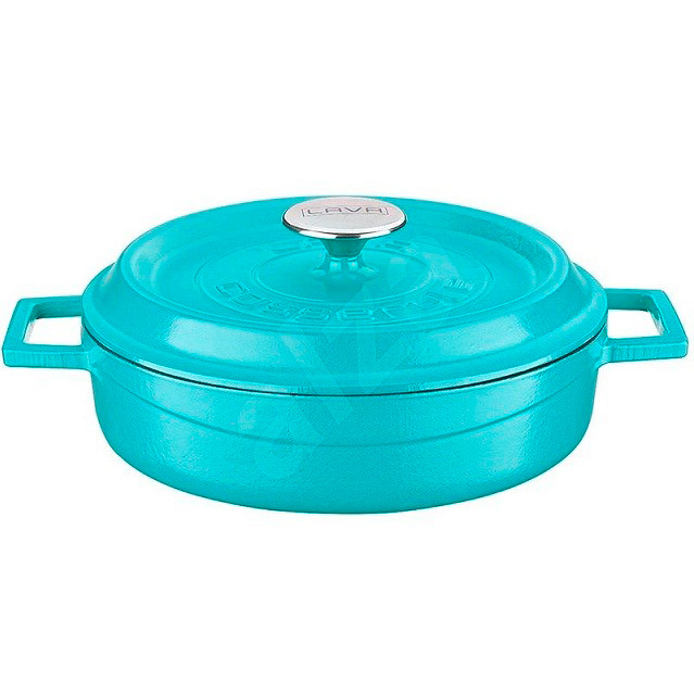 CACEROLA REDONDA HIERRO BAJA TURQUESA  - 28 CMS.
