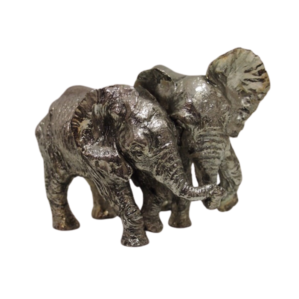 PAREJA DE ELEFANTES PLATINA 15 CMS.