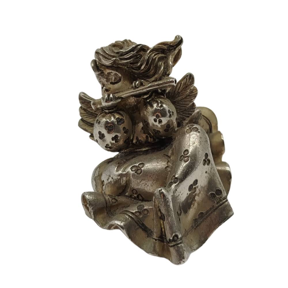 ANGEL FLAUTISTA Sentado PLATINA 10 CMS.