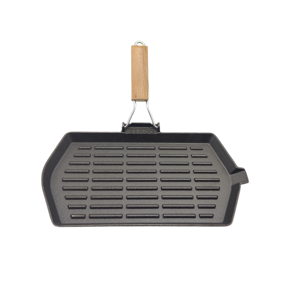 PLANCHA HIERRO 21X35 CM C/MANGO MADERA