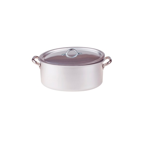 CACEROLA BAJA 2 ASAS MANGO BRONCE CON TAPA 32 CMS.