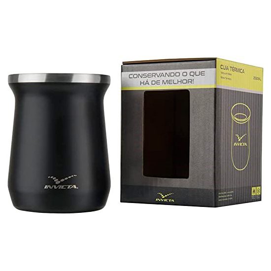 MATE ACERO INOXIDABLE NEGRO 250 ML.