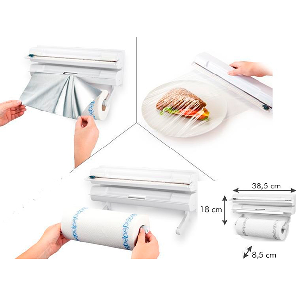 PORTA ROLLO DE COCINA  - 3 EN 1