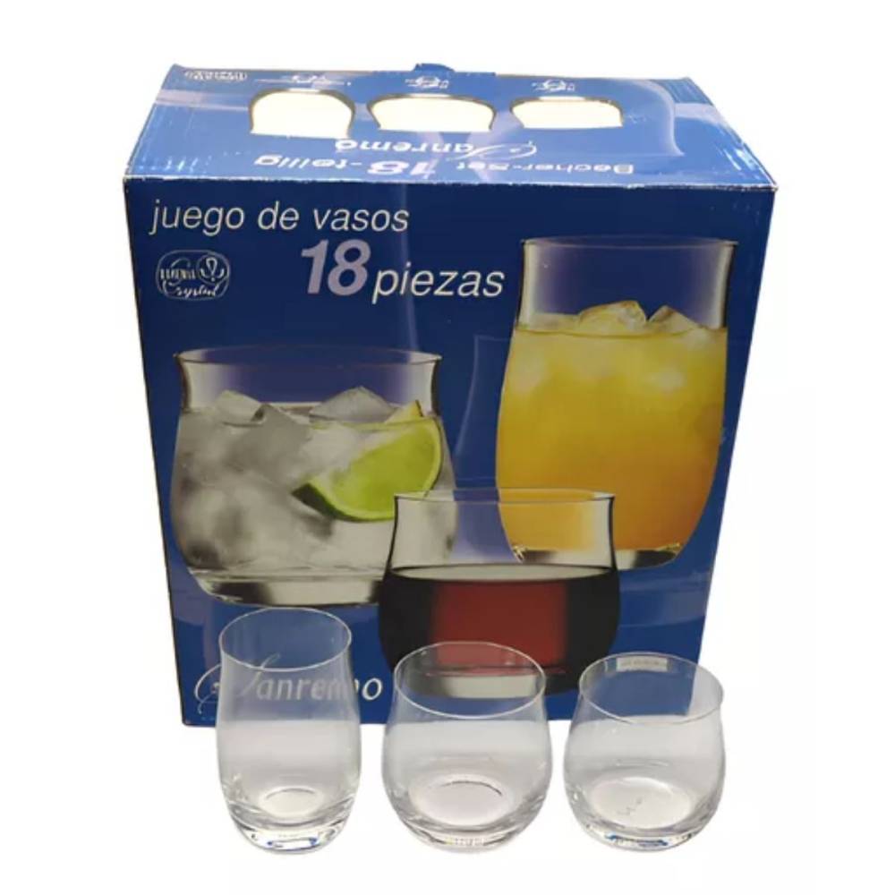 VASOS SAN REMO 18 PIEZAS     - 230/250/290