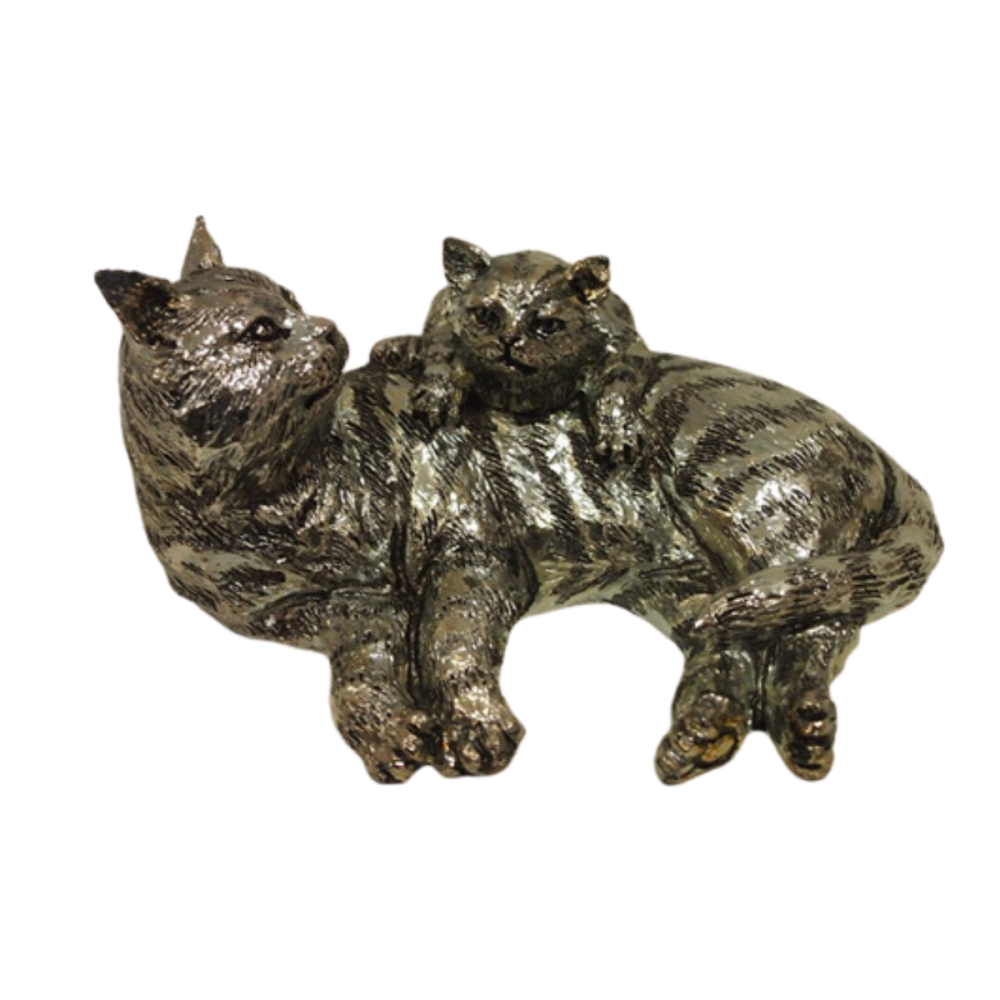 GATA CON GATITO PLATINA 15 CMS.