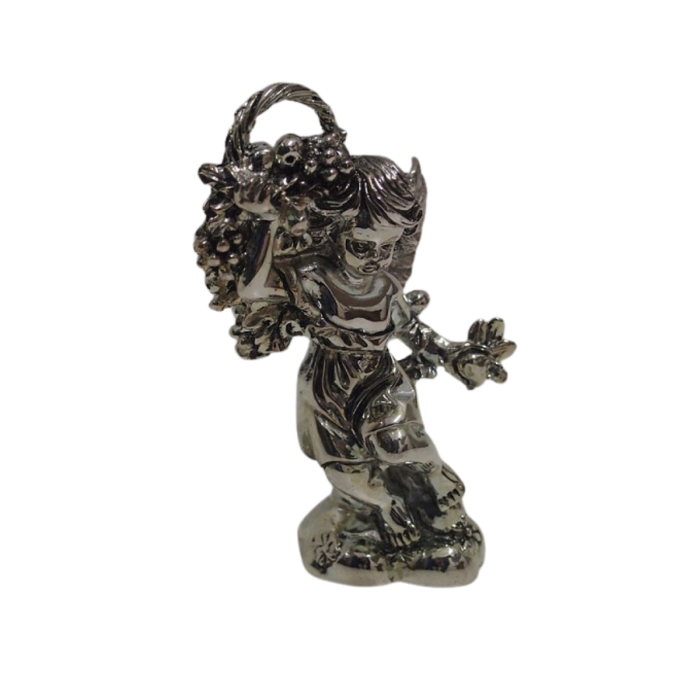 ANGELITO C/ CANASTA FRUTAS  - PLATINA � 12 CMS.